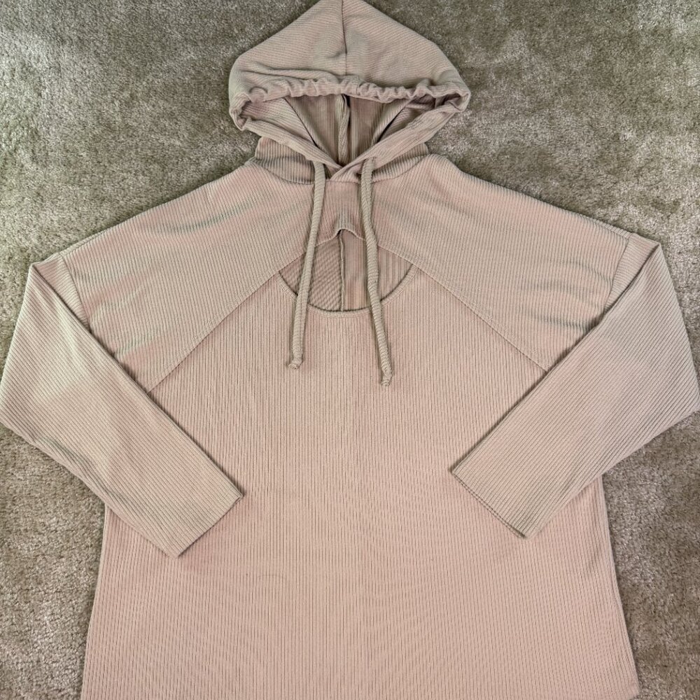 White Birch Hoodie Womens Top Size 1X Beige Knit E552 - Picture 2 of 9